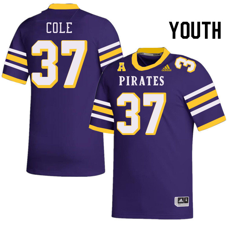 Youth #37 Adam Cole ECU Pirates College Football Jerseys Stitched-Throwback